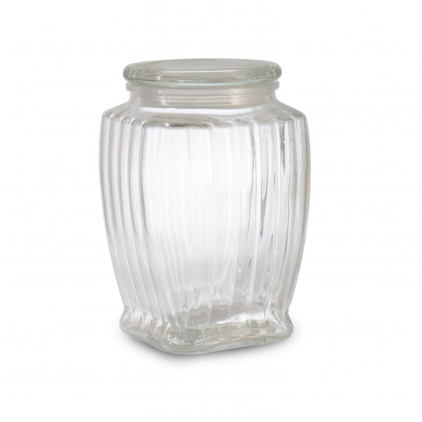 SQUARE JAR WITH GLASS LID 21.5 cm