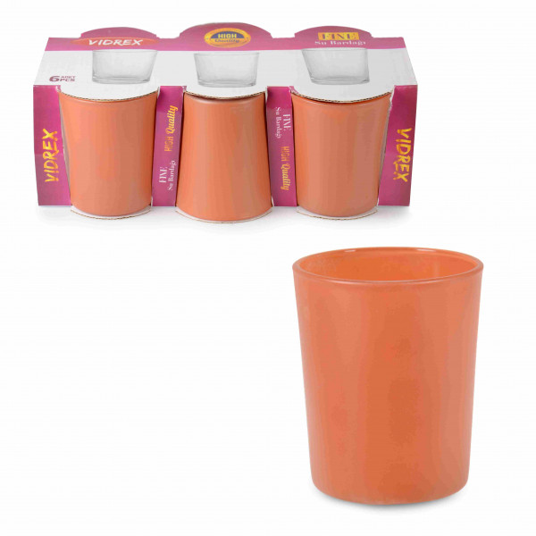 FINE MATTE ORANGE 6 WATER GLASSES