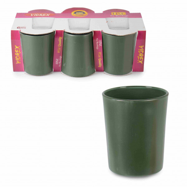 FINE MATTE GREEN 6 WATER GLASSES