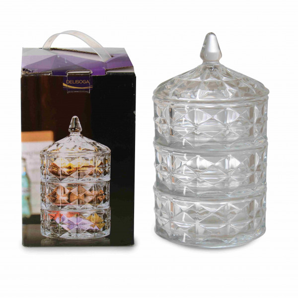 3 LAYERS Cookie Holder WITH GLASS LID 12,5 cm