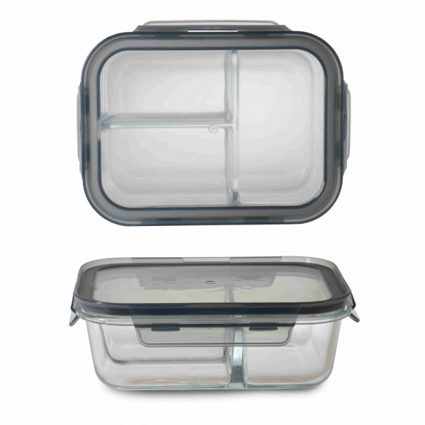 GLASS RECTANGULAR STORAGE CONTAINER 19.5x14.5 cm