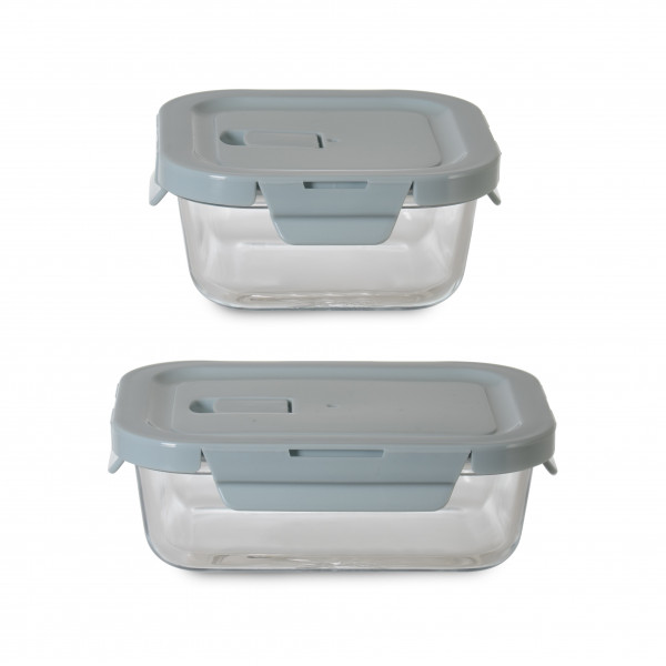 GLASS 2 STORAGE CONTAINERS 650ml+500ml