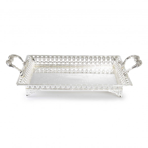 FOOTED RECTANGULAR HANDLE TRAY