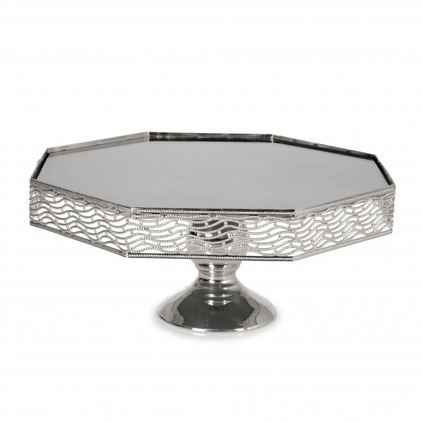 HONEYCOMB CAKE PLATE 30 CM SMOKED SILVER