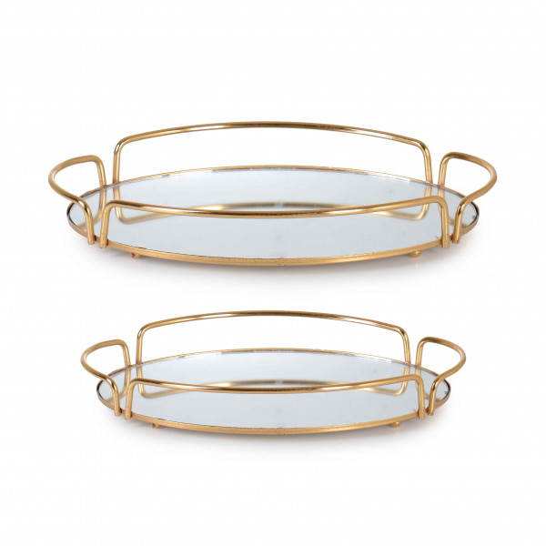 SUR OVAL WIRE GOLD TRAY, 2 PCS