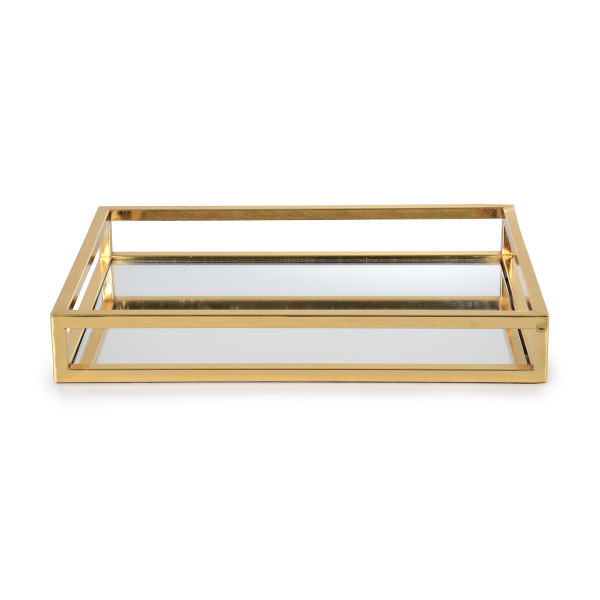 RECTANGULAR GOLD METAL TRAY 34X24CM