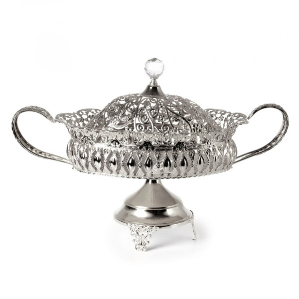 OVAL SUGAR BOWL WITH METAL SILVER LID