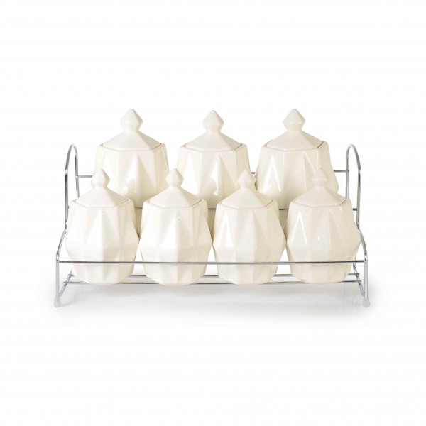 7 Pcs SPICE SET WITH STAND, WHITE