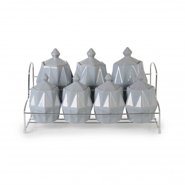 7 Pcs SPICE SET WITH STAND, GRAY