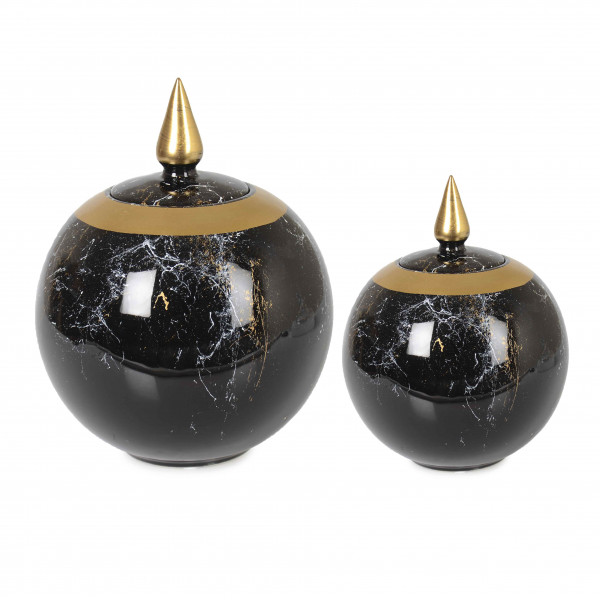 2 CUPS BLACK MARBLE DECOR GOLD