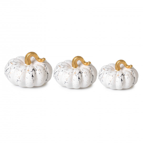 WHITE GOLD CERAMIC PUMPKIN 3 PCS ACCESSORIES