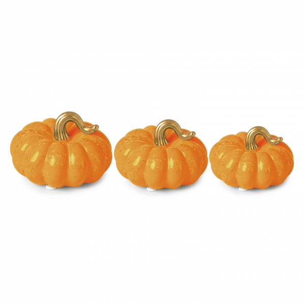 ORANGE GOLD CERAMIC PUMPKIN 3 PCS ACCESSORIES