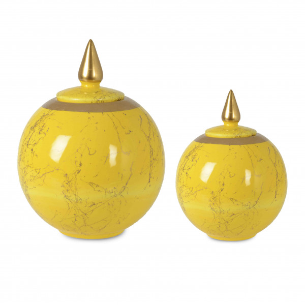2 CUP YELLOW MARBLE DECOR