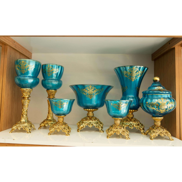 BEGONYA TURQUOISE 7 PIECES GOLD SILVER ONE COLOR ORGANIC PAINT