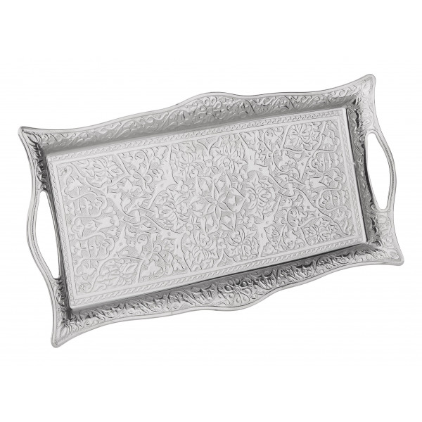 TRAY WITH HANDLE (SILVER)