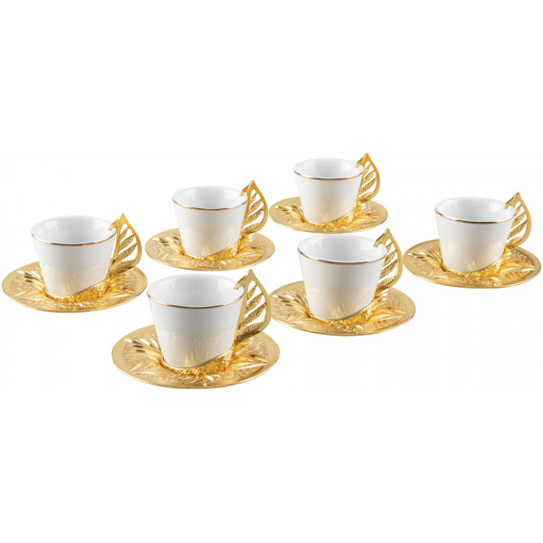 YAPRAK COFFEE CUP 6 PCS (GILDED) (GOLD)