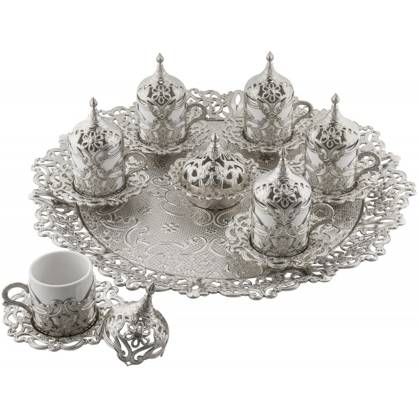 MOTIF ROUND COFFEE SET FOR 6 (SILVER)