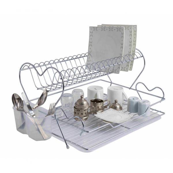 Two Tier Lux Dish Drainer With Cutlery Holder