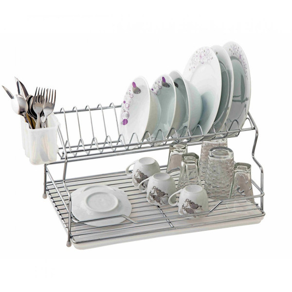 Two Tier Eco Dish Drainer With Cutlery Holder
