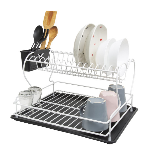 Two Tier Dish Drainer With Cutlery Holder