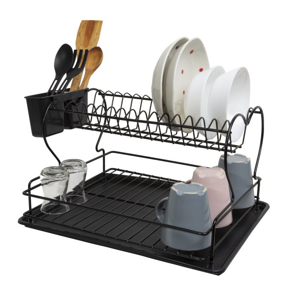 Two Tier Dish Drainer With Cutlery Holder
