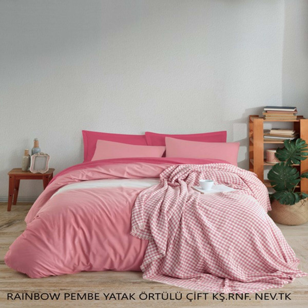  RAINBOW BED COVER AND BEDDING SET PINK