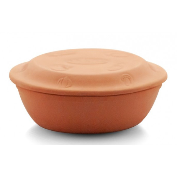 BERLIN - DEEP BAKING MOLD WITH COVER LID 32*25*13 CM, (FULL NATURAL, NON-GLAZED), 1 PCS, GIFT BOX 