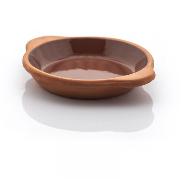  - ROUND OVEN TRAY WITH HANDLE 20*3 CM, (INNER BROWN GLAZED), 1 PCS 