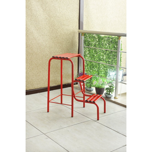 LADDER WITH FOLDING STOOL