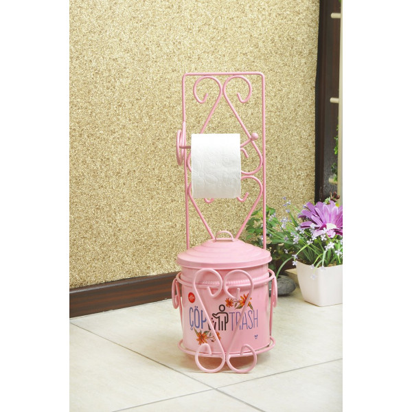 Wrought Iron Toilet Paper Holder with Waste Bin