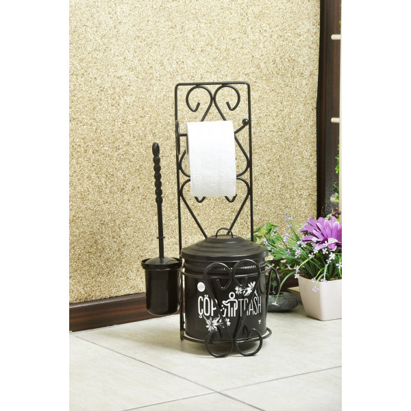 Toilet BRUSH Wrought Iron Toilet PAPER Holder WITH WASTE BIN