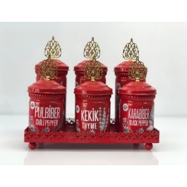 METAL LACE STAND 6 PIECES SPICE SET
