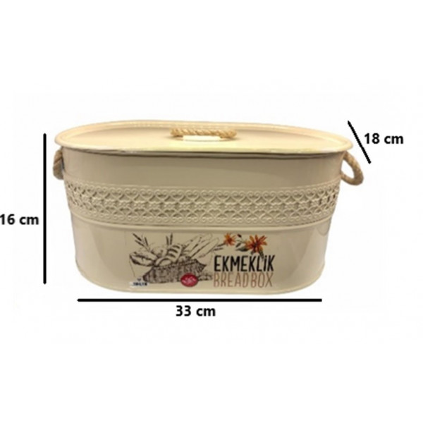 OVAL BREAD BOX WITH METAL LID (LACE)